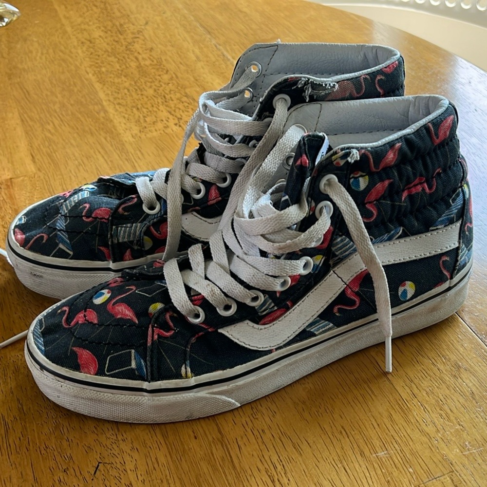 Vans SK8-Hi Flamingo Print High Top Sneakers Unisex Skate Shoes school